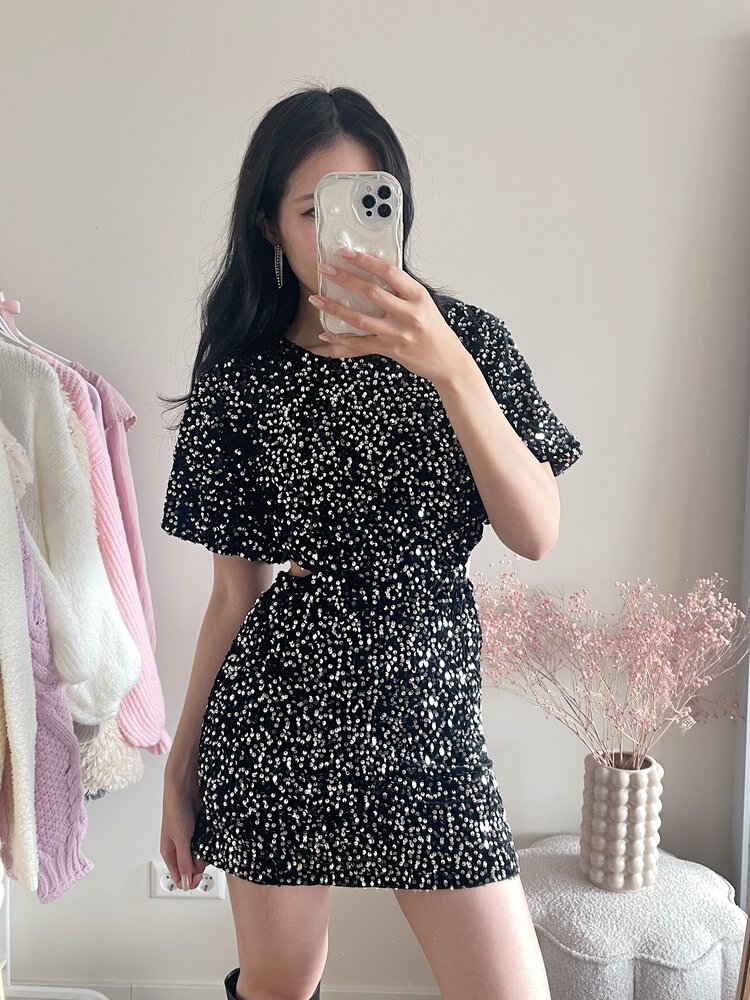 Mila Sequin Dress / Silver