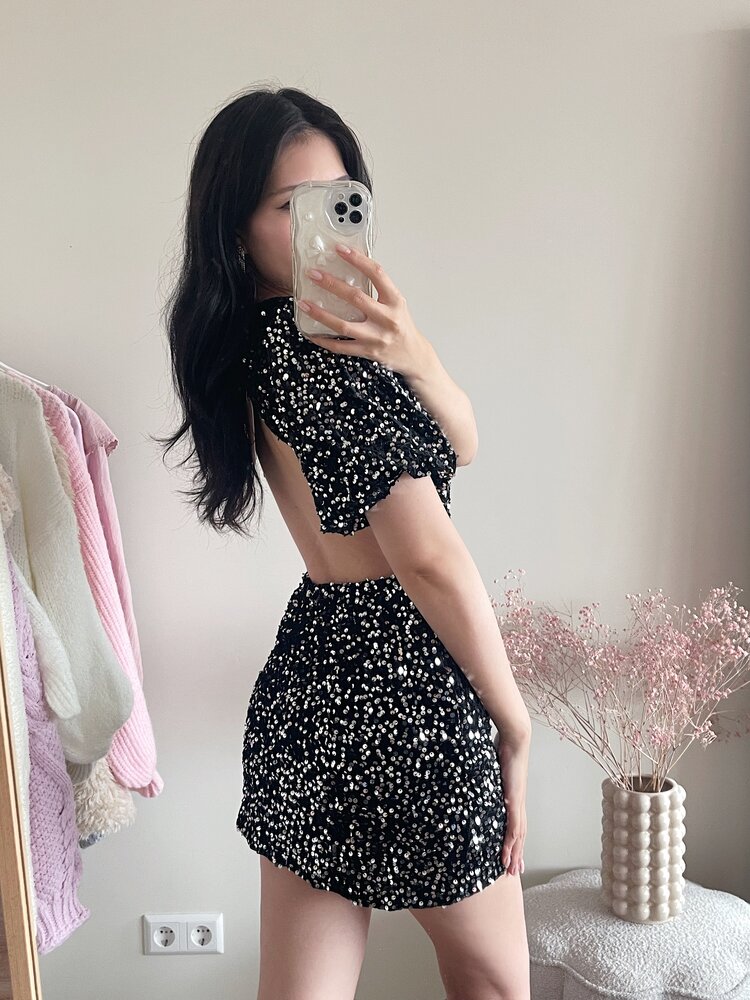 Mila Sequin Dress / Silver