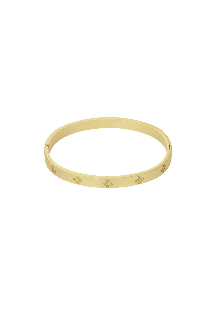 Gold Strass Clover Bangle Bracelet