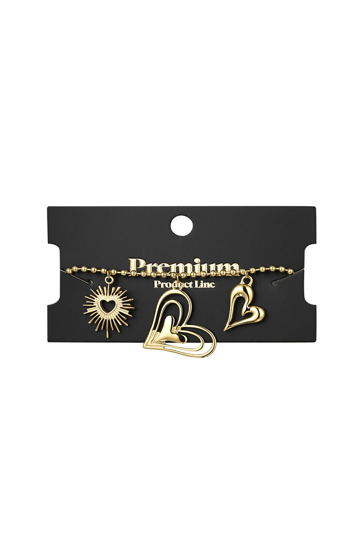 Gold Heart To Heart Charm Bracelet