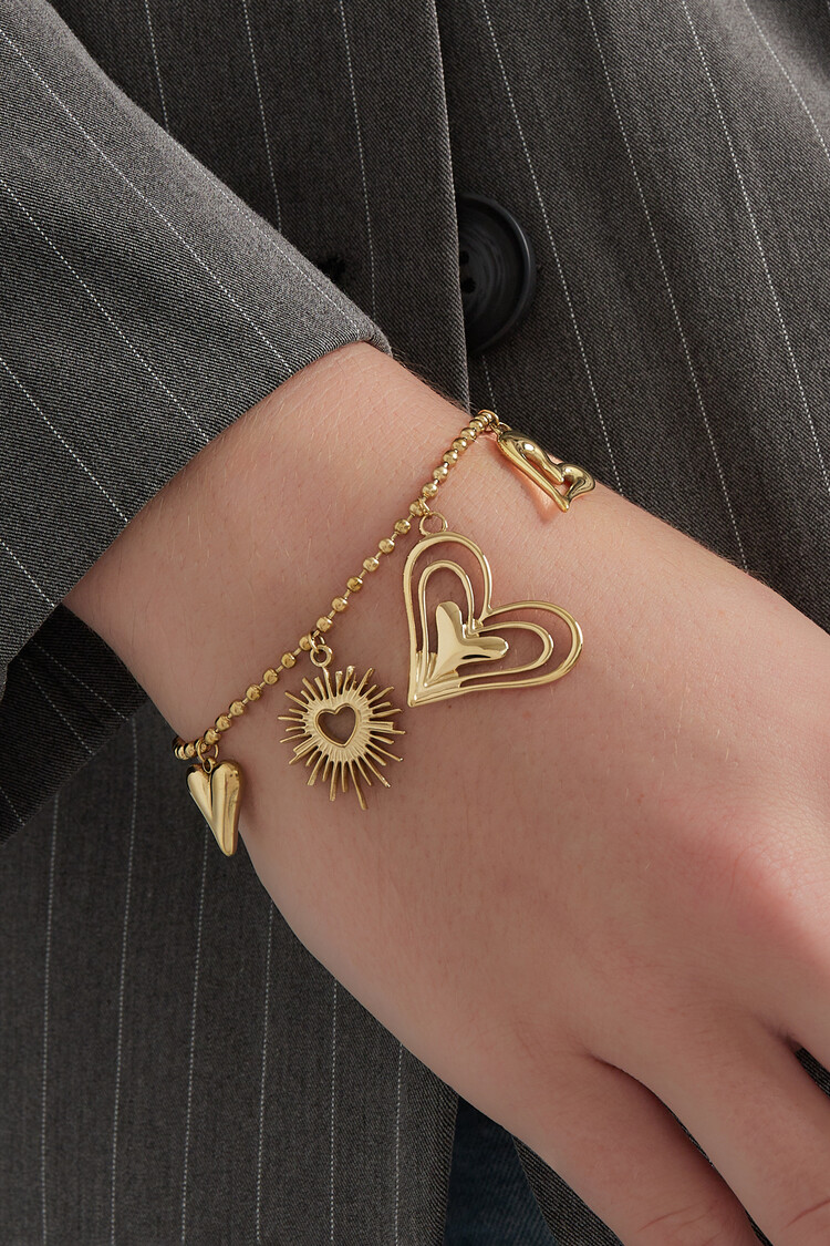 Gold Heart To Heart Charm Bracelet
