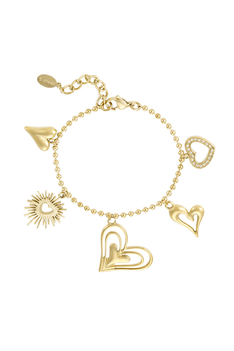 Gold Heart To Heart Charm Bracelet