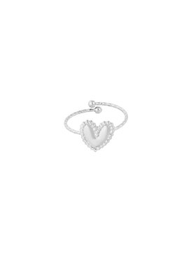 Silver Heart Dots Ring