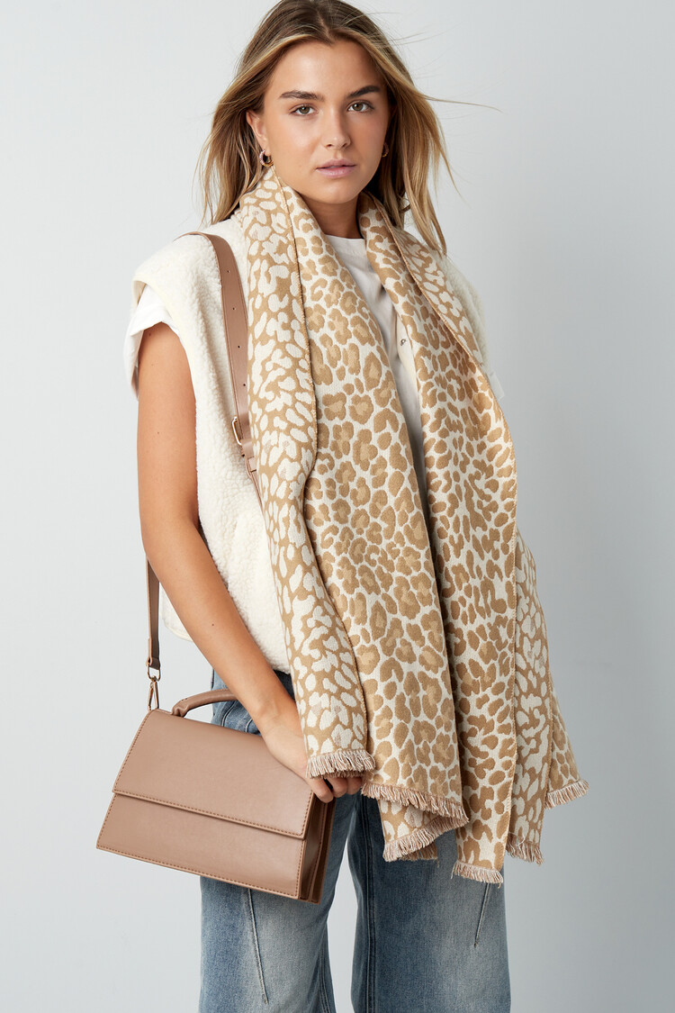 Winter Leopard Scarf / Grey