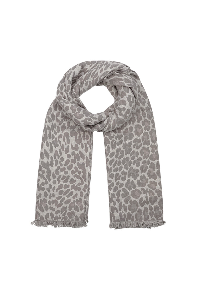 Winter Leopard Scarf / Grey