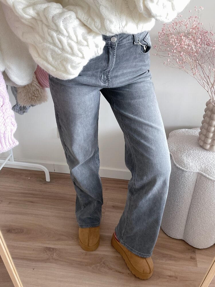 Leni Straight Leg Jeans / Grey