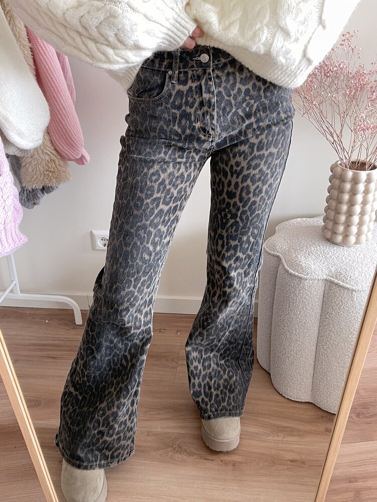 Julie Leopard Flared Jeans