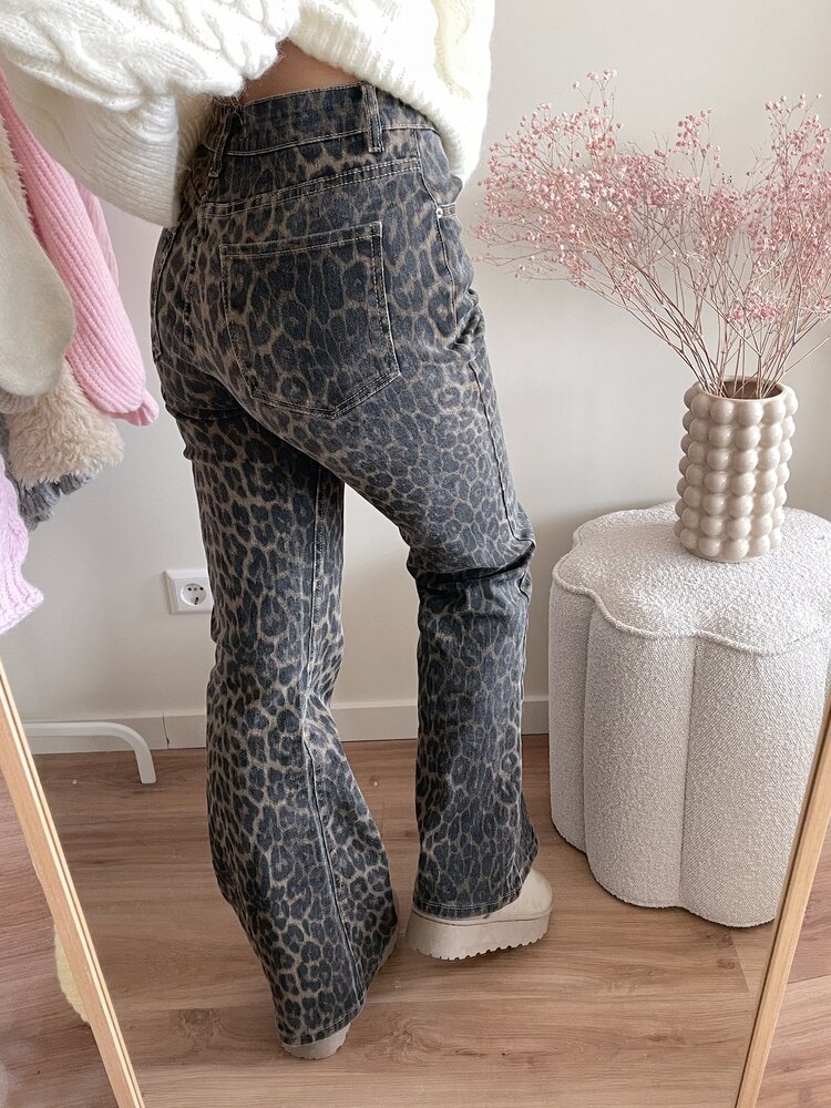Julie Leopard Flared Jeans