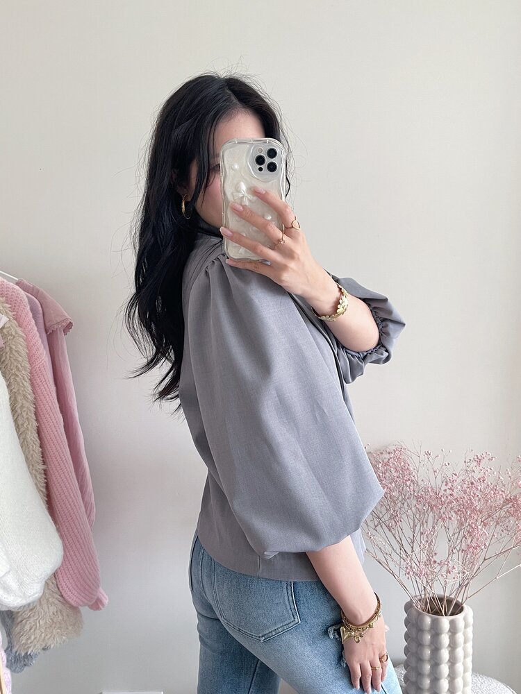 Ellie Short Balloon Sleeve Blazer / Grey