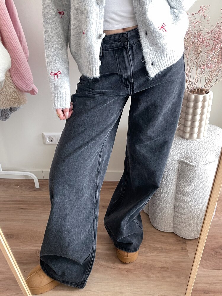Clarice Wide Leg Jeans / Dark Grey