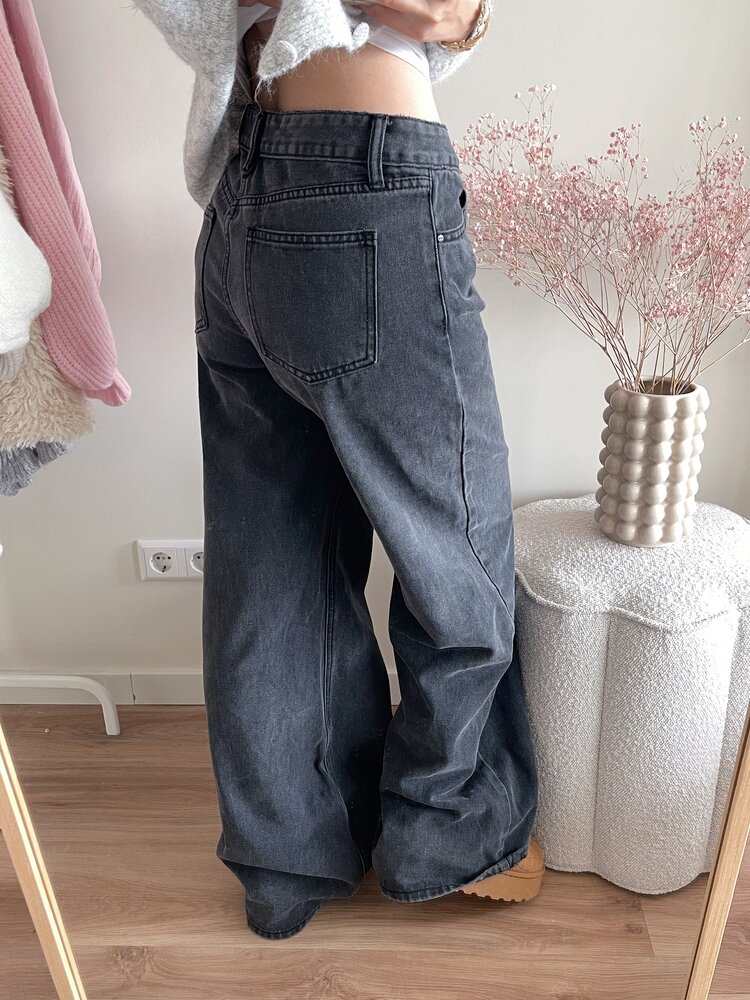 Clarice Wide Leg Jeans / Dark Grey