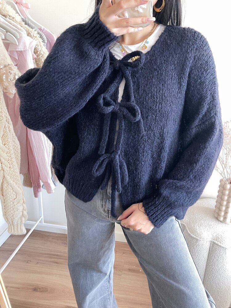 Nimi Bow Knit Sweater / Navy Blue