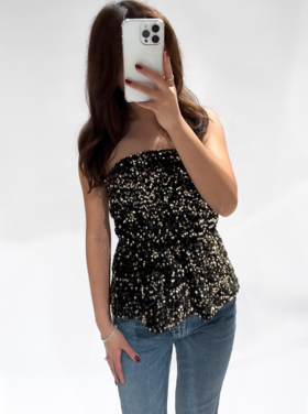 Yinthe Sequin Tube Top / Gold