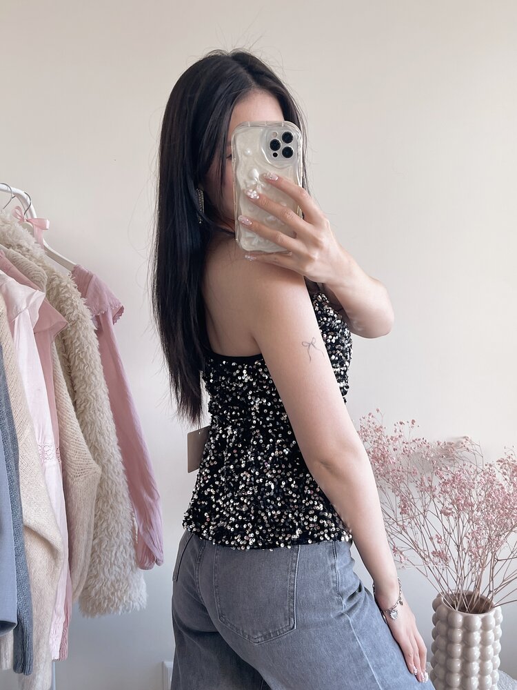 Yinthe Sequin Tube Top / Silver