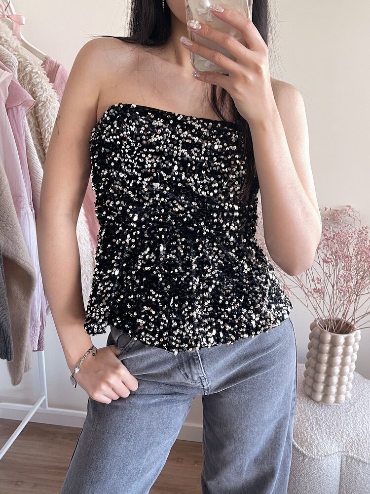 Yinthe Sequin Tube Top / Silver