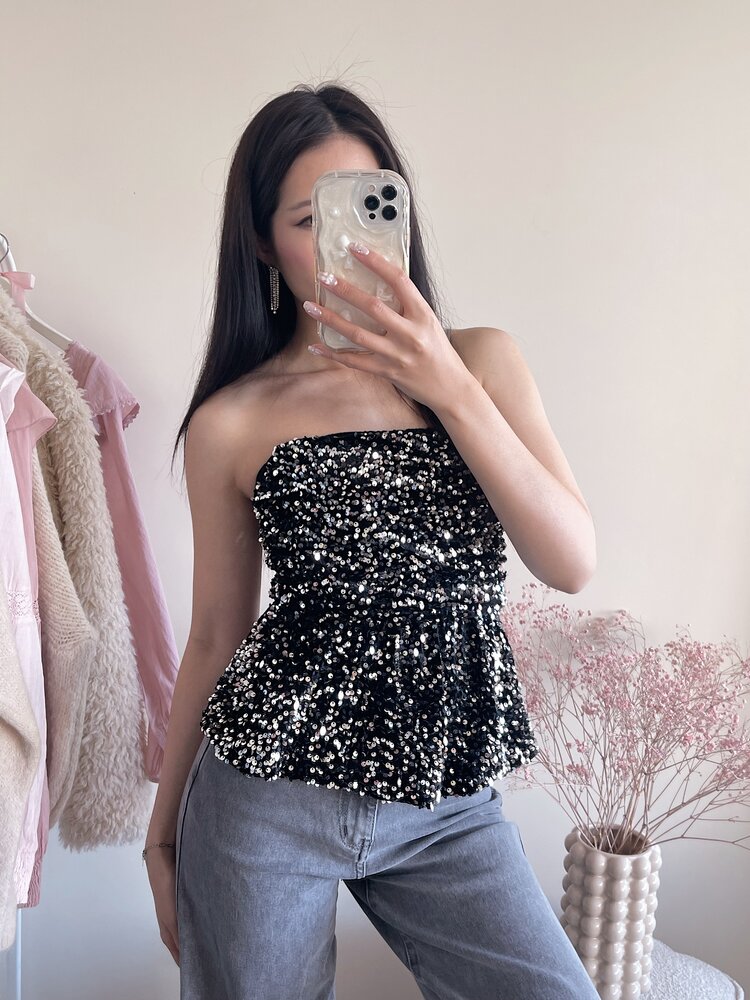 Yinthe Sequin Tube Top / Silver