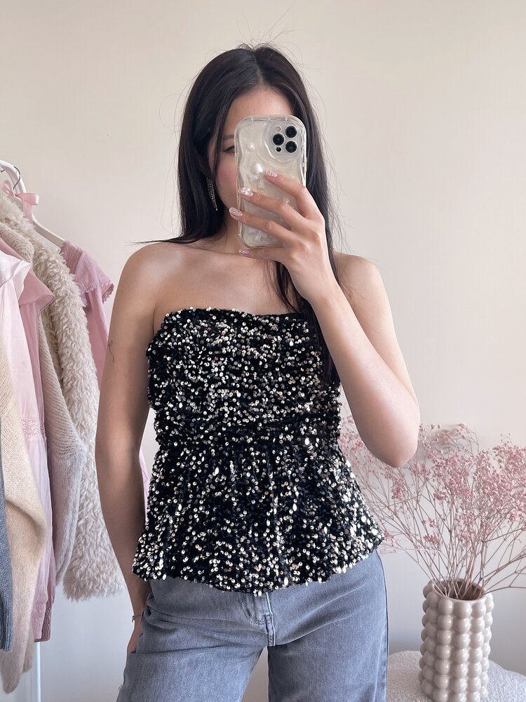 Yinthe Sequin Tube Top / Silver