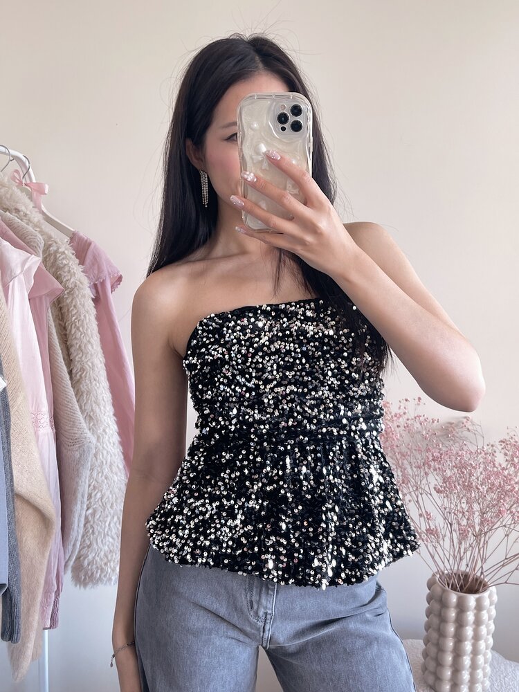 Yinthe Sequin Tube Top / Silver