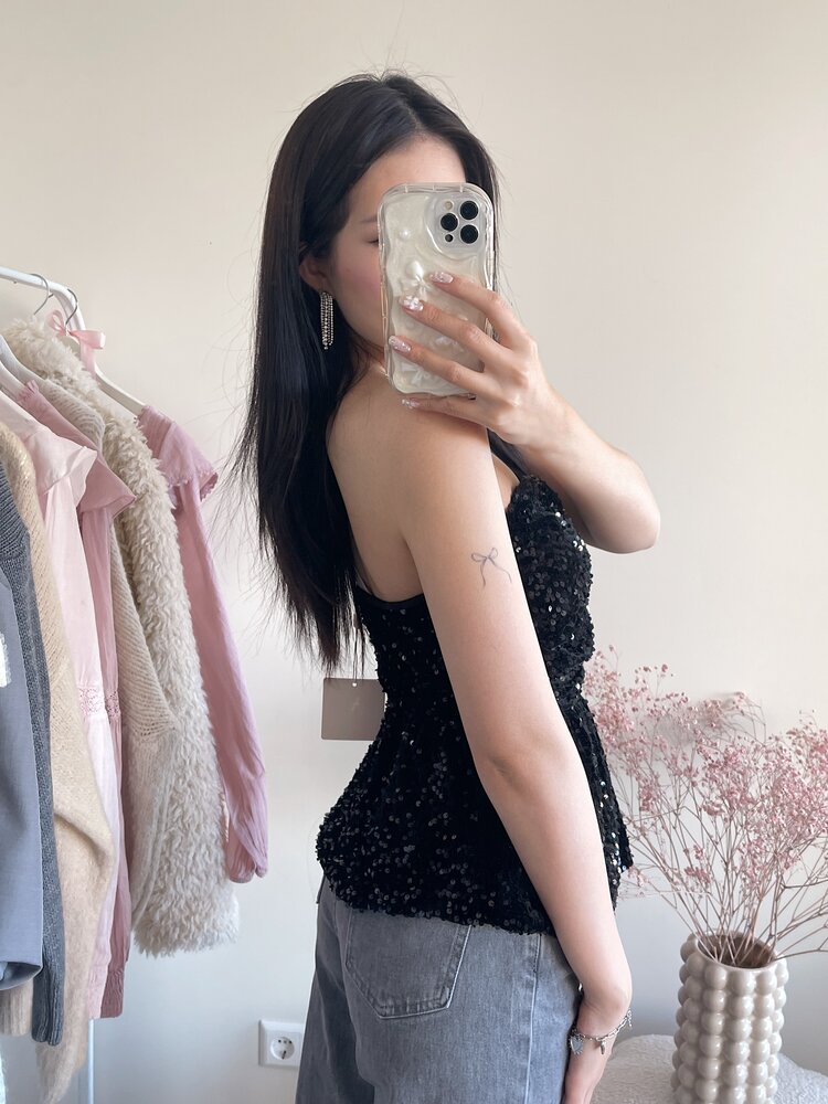 Yinthe Sequin Tube Top / Black