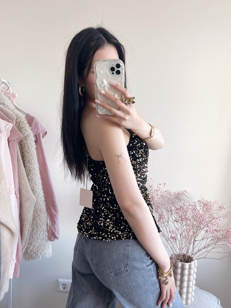 Yinthe Sequin Tube Top / Gold