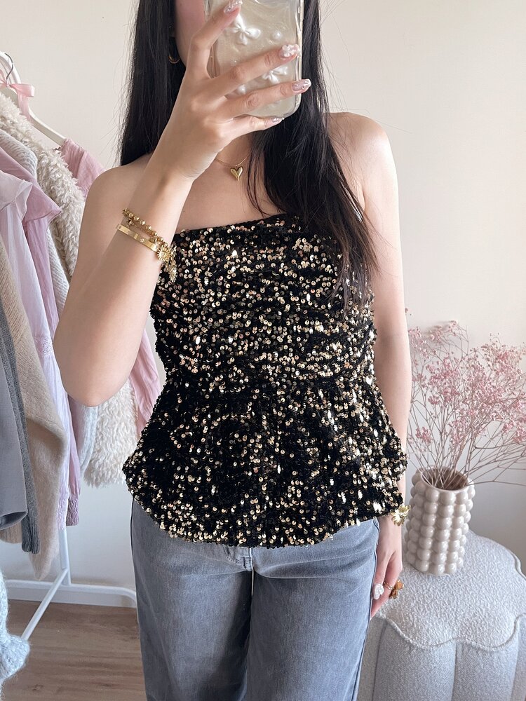 Yinthe Sequin Tube Top / Gold