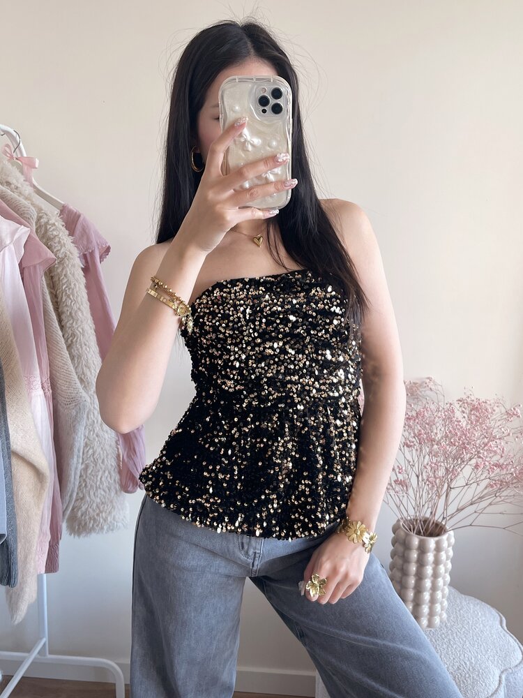 Yinthe Sequin Tube Top / Gold
