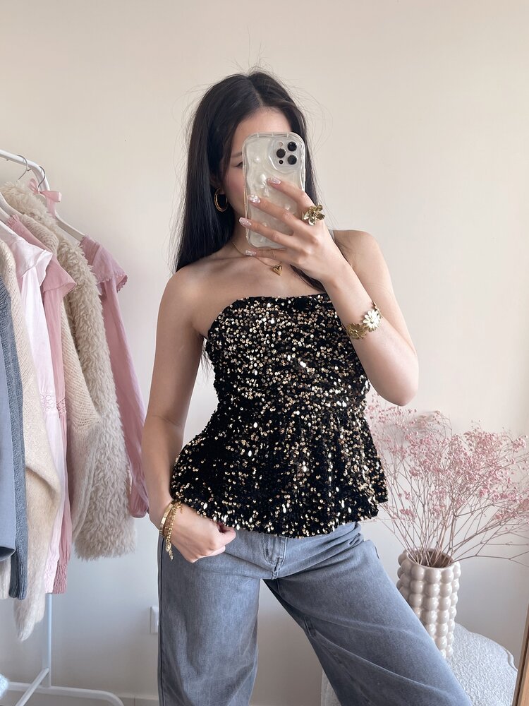 Yinthe Sequin Tube Top / Gold