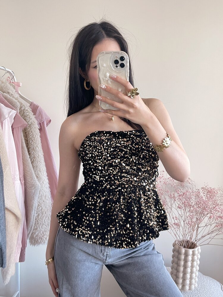 Yinthe Sequin Tube Top / Gold