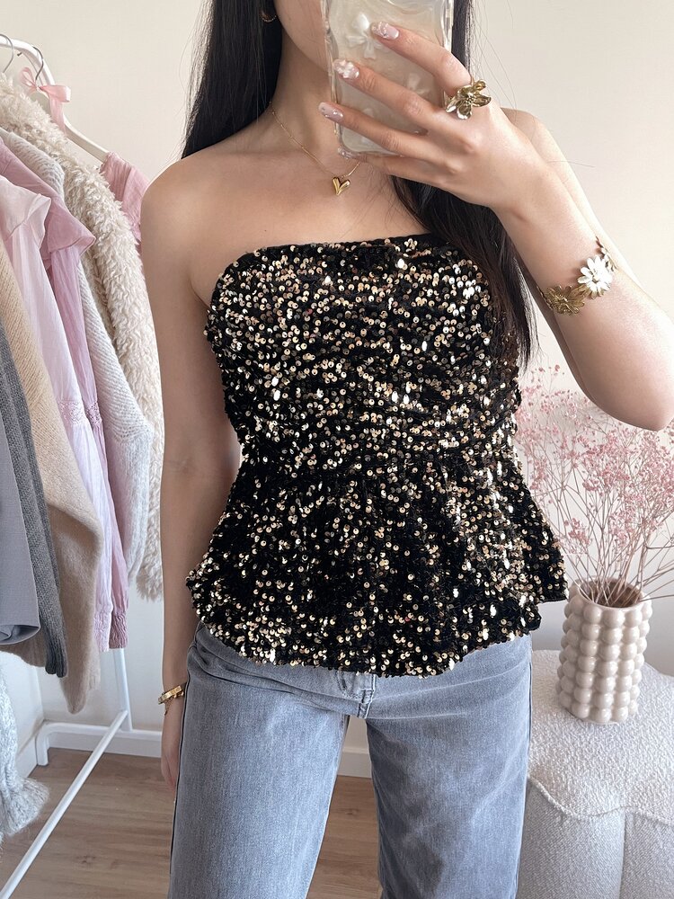 Yinthe Sequin Tube Top / Gold