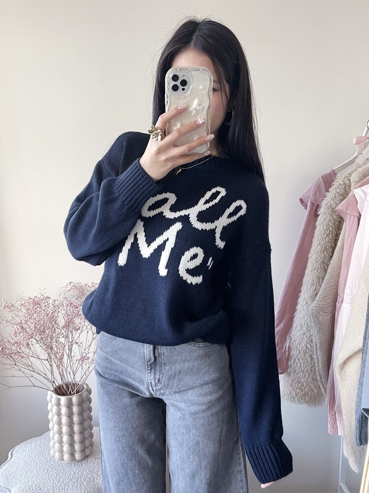 Call Me Knit Sweater / Navy Blue