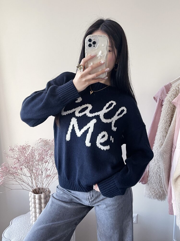 Call Me Knit Sweater / Navy Blue