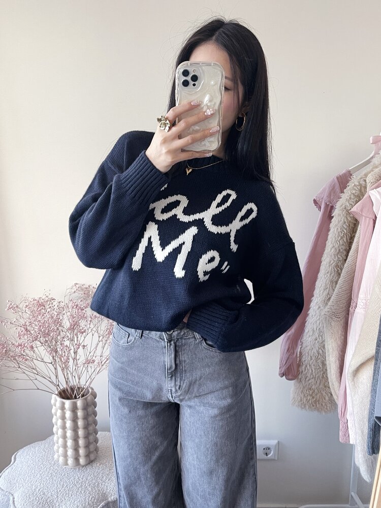 Call Me Knit Sweater / Navy Blue
