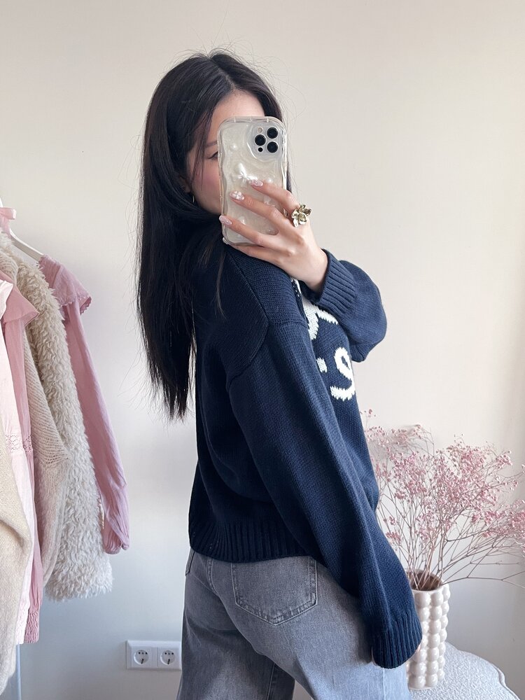 Call Me Knit Sweater / Navy Blue