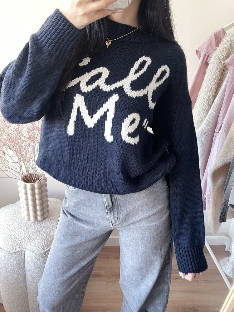 Call Me Knit Sweater / Navy Blue