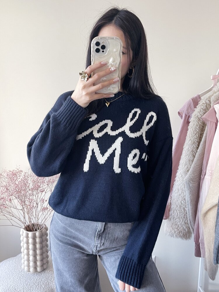 Call Me Knit Sweater / Navy Blue