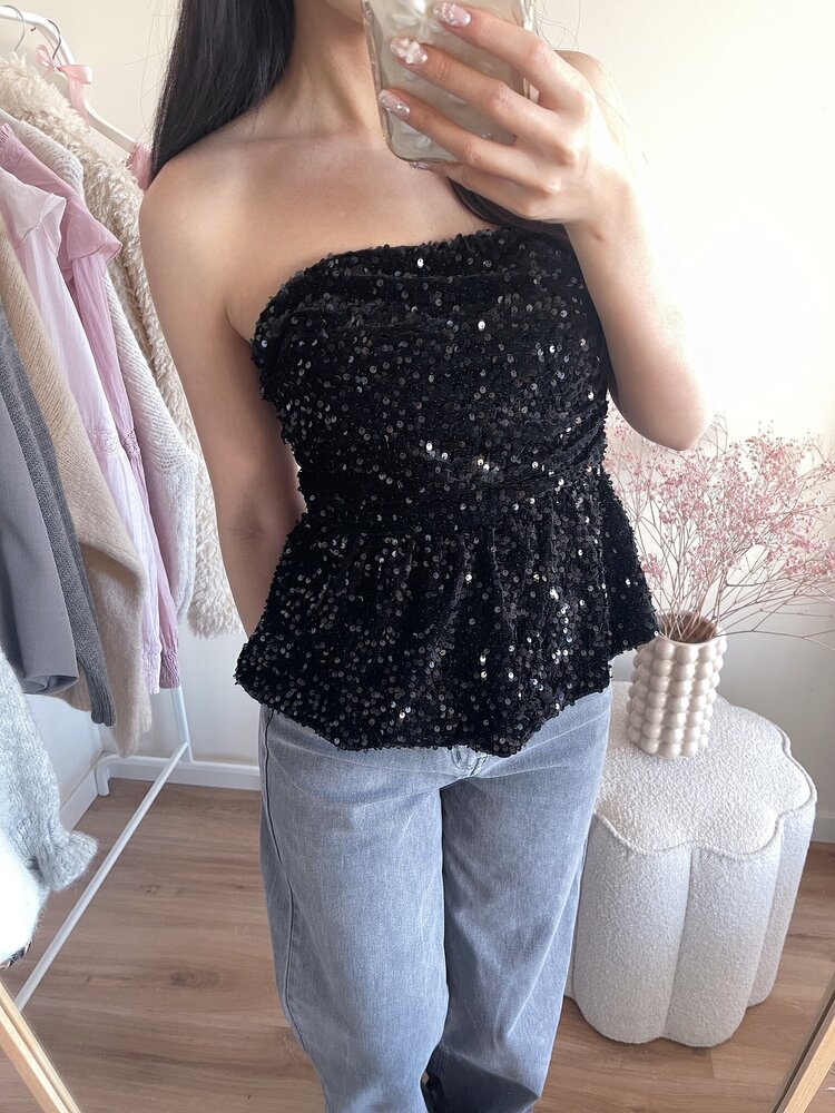 Yinthe Sequin Tube Top / Navy Blue