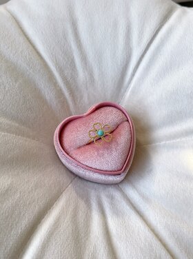 Gold Botanic Flower Ring / Turquoise