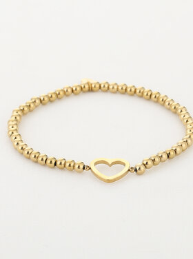 Gold Open Heart Beads Bracelet