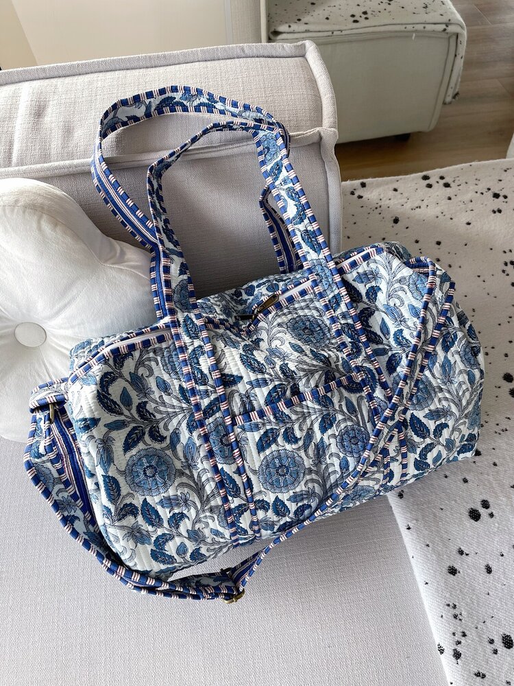 Macie Flower Shopper Bag / Light Blue