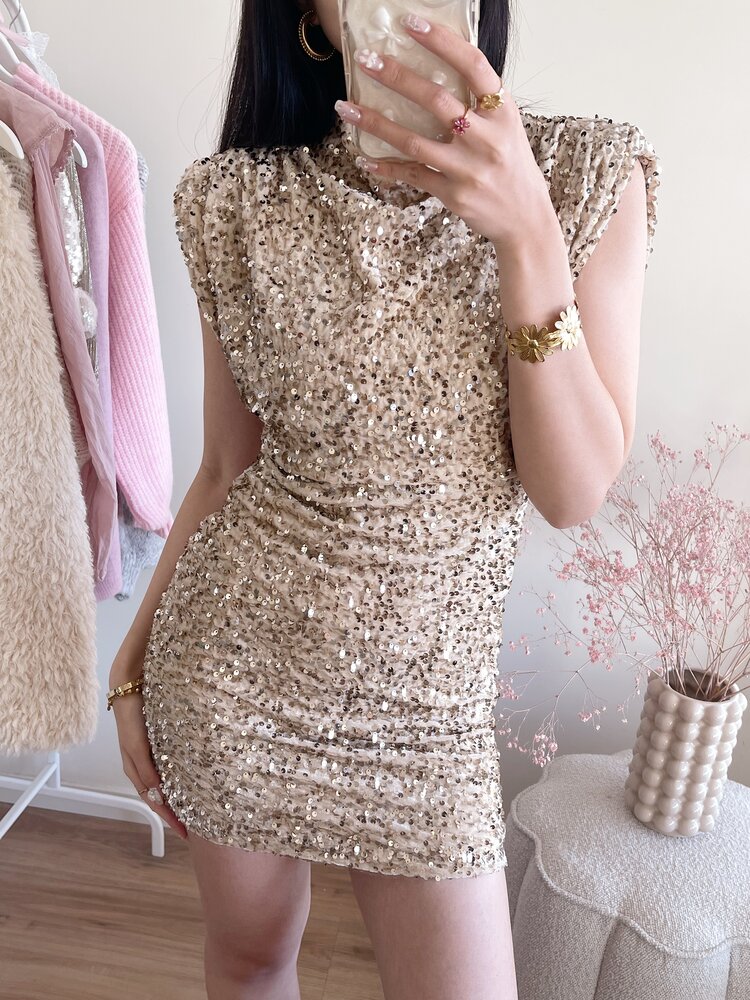 Nadine Sequin Dress / Beige