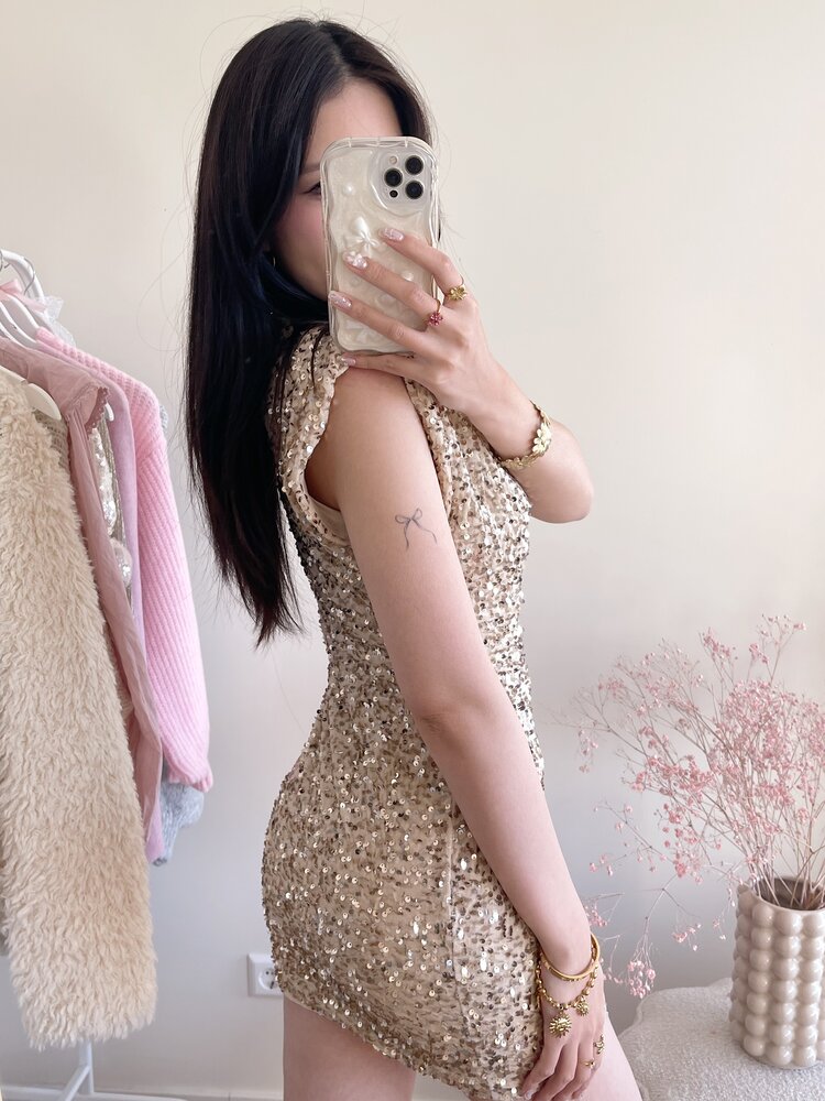 Nadine Sequin Dress / Beige