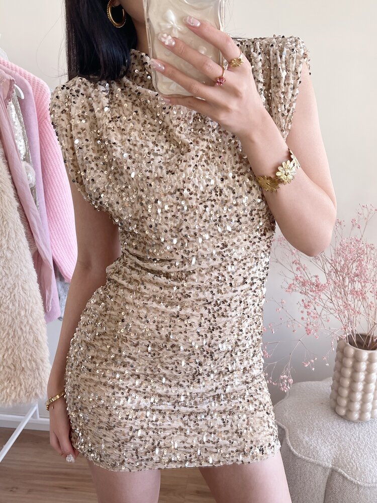 Nadine Sequin Dress / Beige