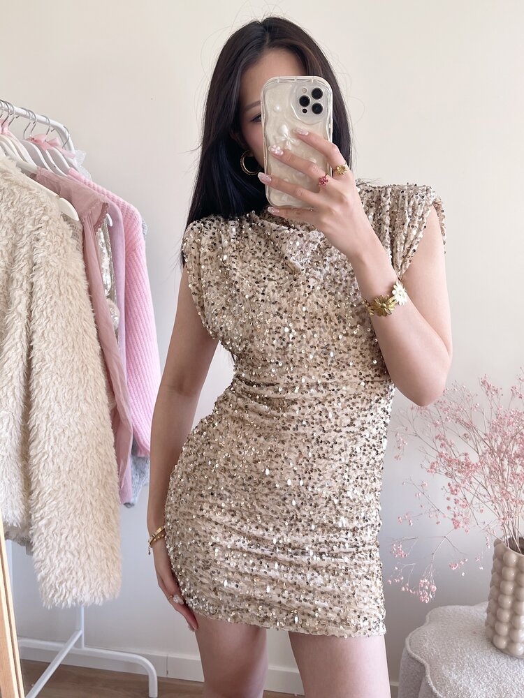 Nadine Sequin Dress / Beige