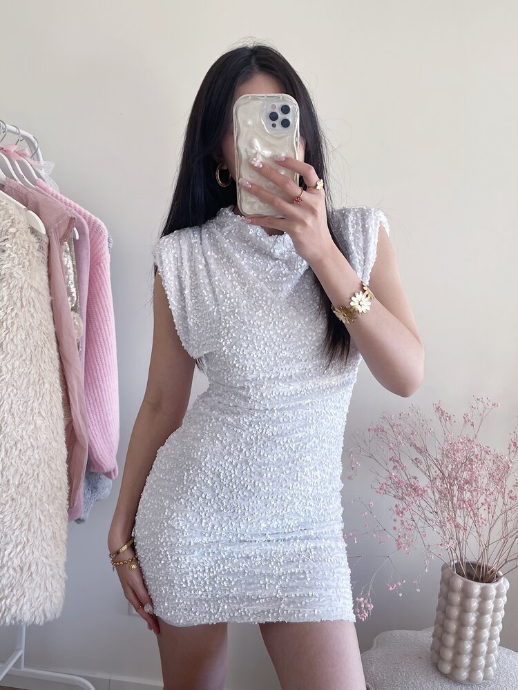 Nadine Sequin Dress / White