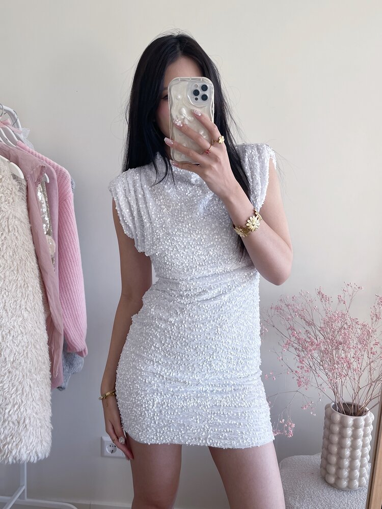 Nadine Sequin Dress / White