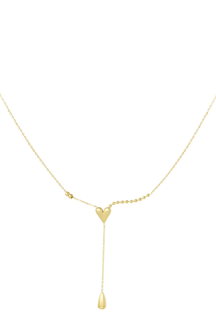 Gold Heart Drop Necklace