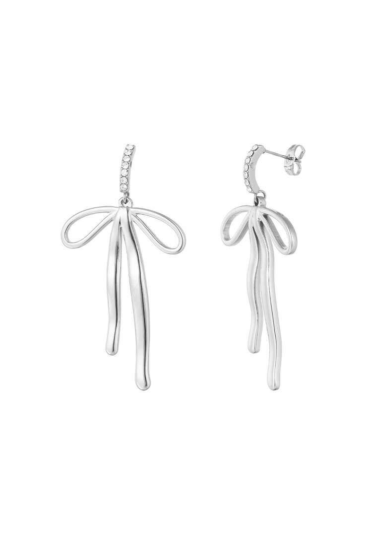 Silver Bow Statement Diamond Earrings