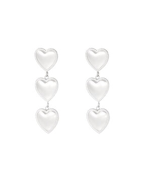 Silver Triple Heart Stack Earrings