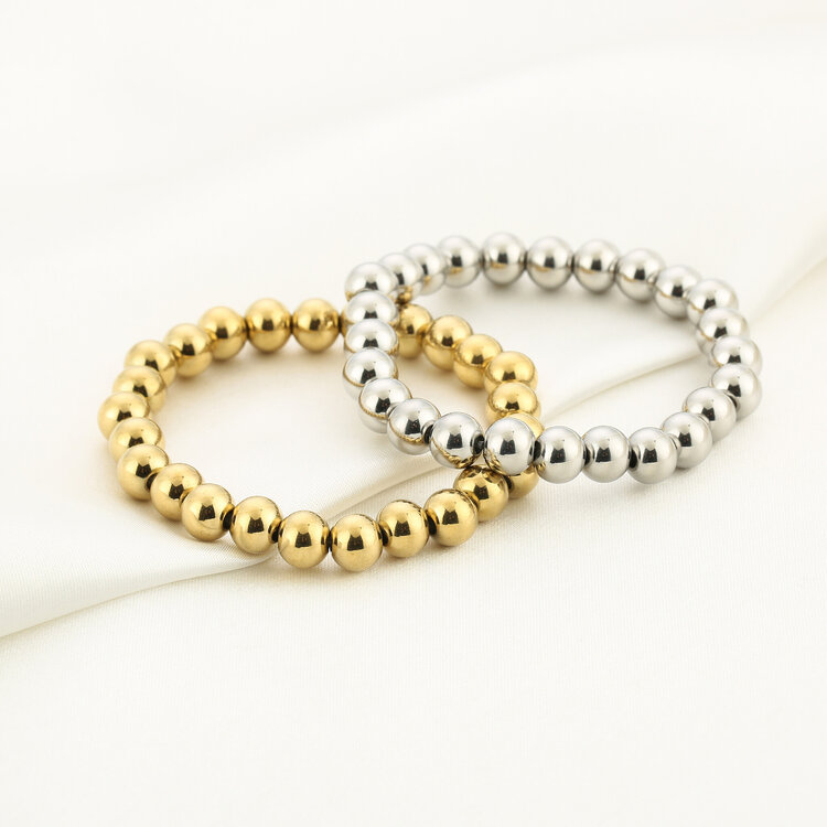 Silver Basic Beads Bracelet / Medium