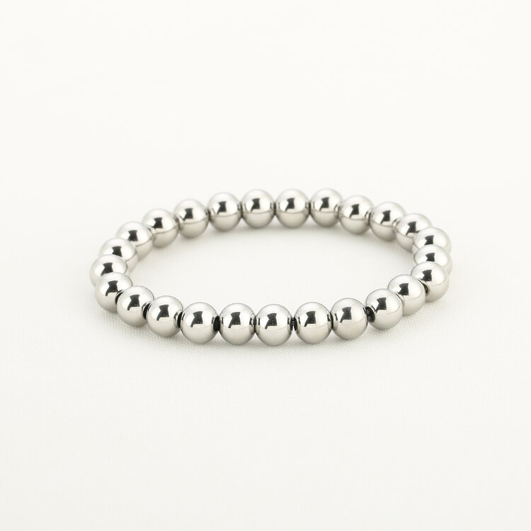 Silver Basic Beads Bracelet / Medium